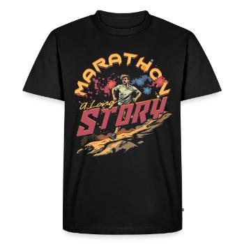 Marathon Marathon Runner Marathon A Long Story - Men's Premium Organic T-Shirt - black - Front - Nico (187cm)