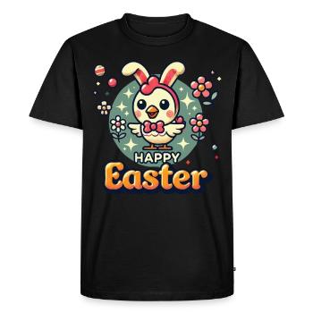 Joyeuses Pâques Illustration de poussin rétro - T-shirt Premium bio Homme - noir - Devant - Nico (187cm)