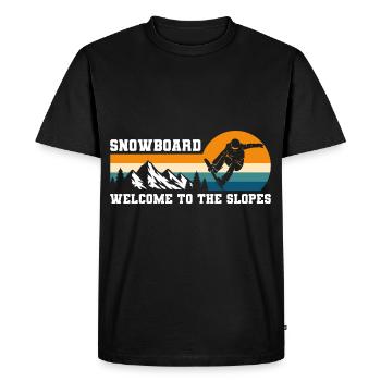 Snowboarder snow slope - Men's Premium Organic T-Shirt - black - Front - Nico (187cm)