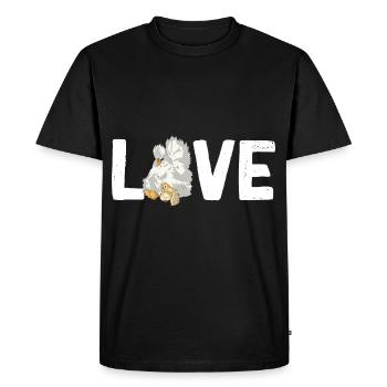Silk Chicken Love Lettering Design Poulets Chick - T-shirt Premium bio Homme - noir - Devant - Nico (187cm)