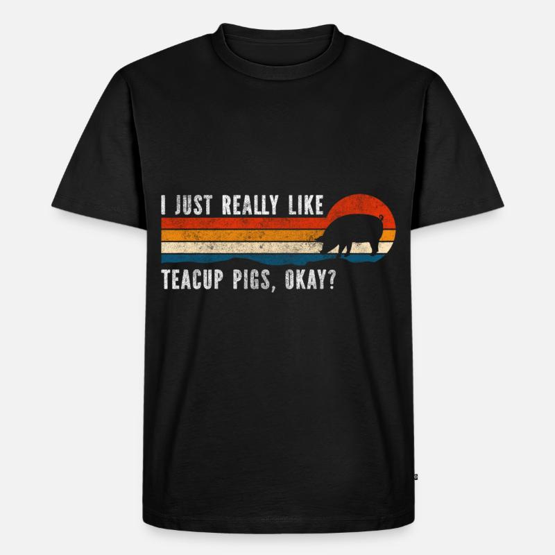 Teacup Ringelschwanz Schwein - Männer Premium Bio T-Shirt - Schwarz