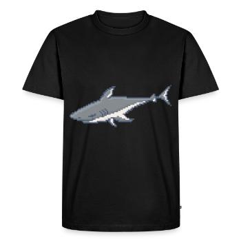 Rétro Pixel Grand Requin Blanc - T-shirt Premium bio Homme - noir - Devant - Nico (187cm)