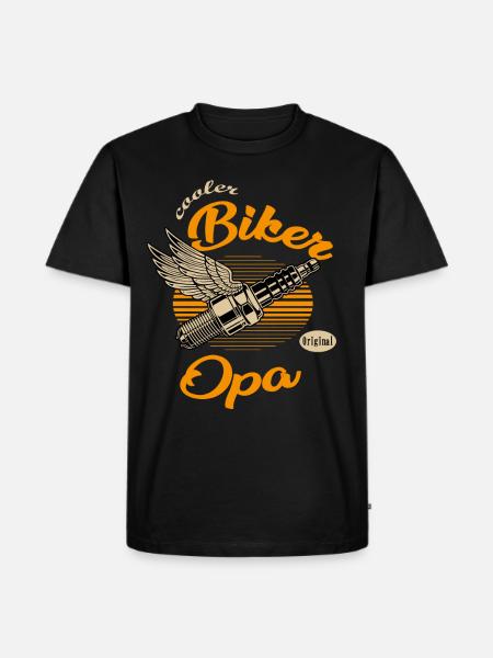 cooler Biker Opa - Männer Premium Bio T-Shirt - Schwarz