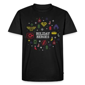 Justice League Holiday Heroes Ugly X-Mas - T-shirt Premium bio Homme - noir - Devant - Nico (187cm)