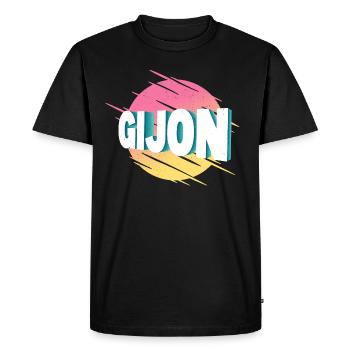 Gijon Spain City Font Vintage Retro - Men's Premium Organic T-Shirt - black - Front - Nico (187cm)