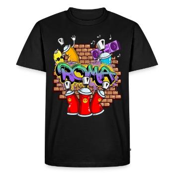 Rome Roma Italie Graffiti Spray Spray Spray Cans - T-shirt Premium bio Homme - noir - Devant - Nico (187cm)