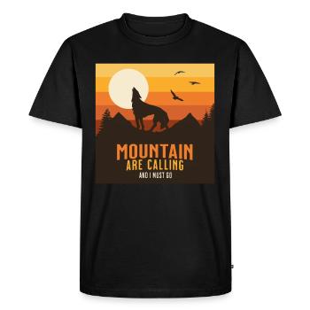 MOUNTAIN ARE CALLING AND I MUST GO - Men's Premium Organic T-Shirt - black - Front - Nico (187cm)