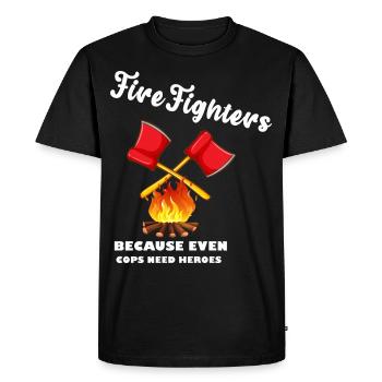 Pompiers Parce que les policiers ont aussi besoin de héros - T-shirt Premium bio Homme - noir - Devant - Nico (187cm)