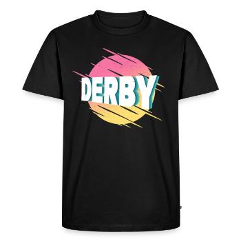 Derby England Great Britain UK City Font - Men's Premium Organic T-Shirt - black - Front - Nico (187cm)