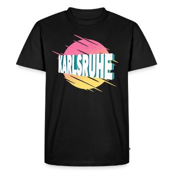 Karlsruhe Germany City Font Vintage Retro - Men's Premium Organic T-Shirt - black - Front - Nico (187cm)