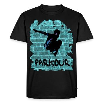 Parkour - T-shirt Premium bio Homme - noir - Devant - Nico (187cm)