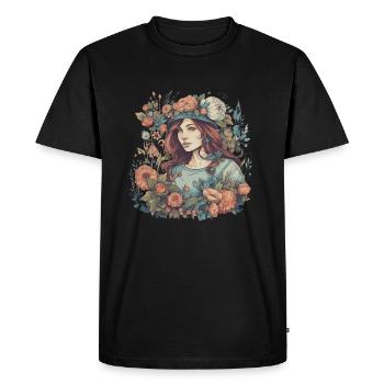 Summer Flower Girl Bohemian Style Vintage Féminin - T-shirt Premium bio Homme - noir - Devant - Nico (187cm)