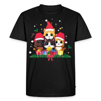 Drôles de chats de Noël - T-shirt Premium bio Homme - noir - Devant - Nico (187cm)