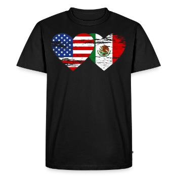 Cœur de drapeau Meksiko des États-Unis utilisé - T-shirt Premium bio Homme - noir - Devant - Nico (187cm)
