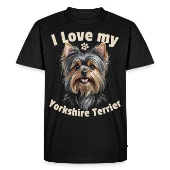J’adore mon Yorkshire Terrier - T-shirt Premium bio Homme - noir - Devant - Nico (187cm)
