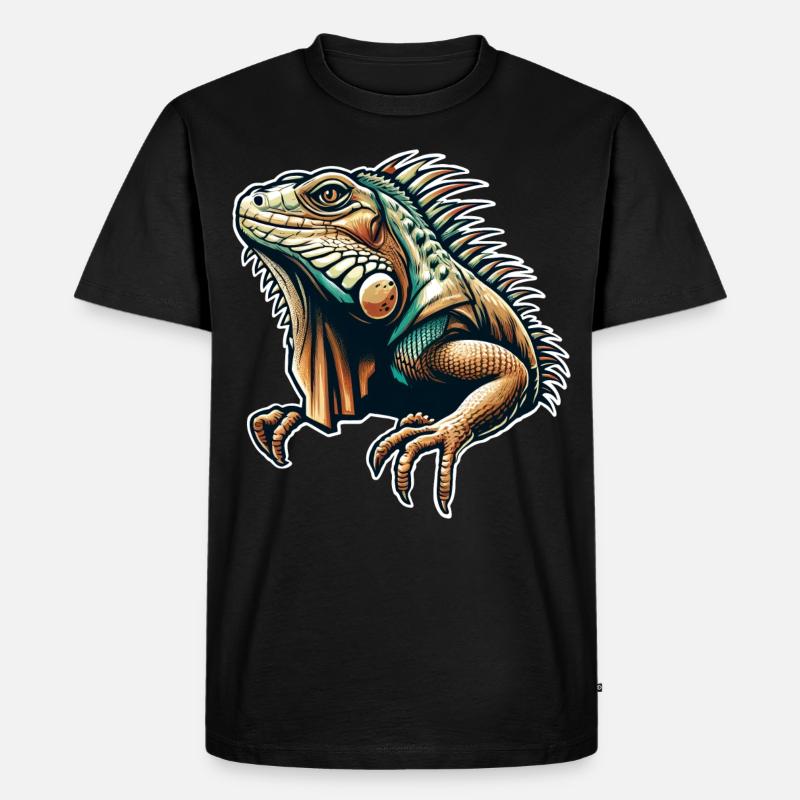 Leguan - Männer Premium Bio T-Shirt - Schwarz