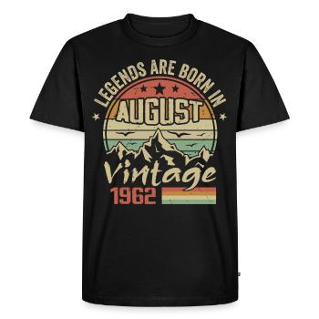 Août 1962 Anniversaire 1962 - Légendes Août 1962 - T-shirt Premium bio Homme - noir - Devant - Nico (187cm)