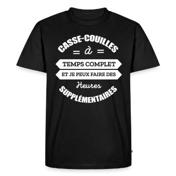 CASSE-COUILLES A TEMPS COMPLET - T-shirt Premium bio Homme - noir - Devant - Nico (187cm)