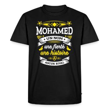 MOHAMED UN NOM UNE FIERTÉ AUCUN RIVAL - T-shirt Premium bio Homme - noir - Devant - Nico (187cm)