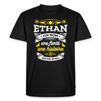 ETHAN UN NOM UNE FIERTÉ AUCUN RIVAL - T-shirt Premium bio Homme - noir - Devant - Nico (187cm)