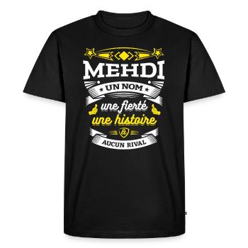 MEHDI UN NOM UNE FIERTÉ AUCUN RIVAL - T-shirt Premium bio Homme - noir - Devant - Nico (187cm)