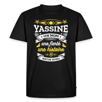 YASSINE UN NOM UNE FIERTÉ AUCUN RIVAL - T-shirt Premium bio Homme - noir - Devant - Nico (187cm)