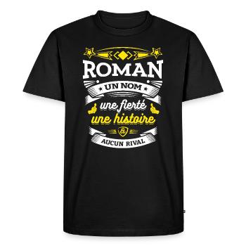 ROMAN UN NOM UNE FIERTÉ AUCUN RIVAL - T-shirt Premium bio Homme - noir - Devant - Nico (187cm)