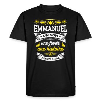 EMMANUEL UN NOM UNE FIERTÉ AUCUN RIVAL - T-shirt Premium bio Homme - noir - Devant - Nico (187cm)