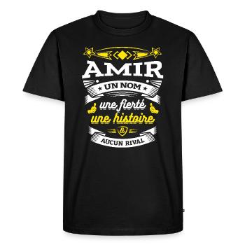 AMIR UN NOM UNE FIERTÉ AUCUN RIVAL - T-shirt Premium bio Homme - noir - Devant - Nico (187cm)