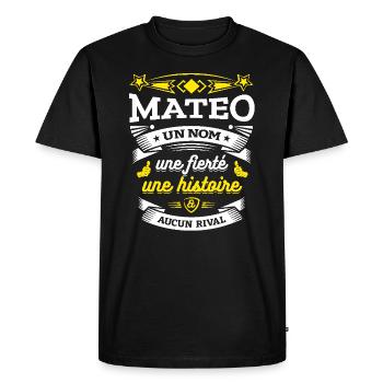 MATEO UN NOM UNE FIERTÉ AUCUN RIVAL - T-shirt Premium bio Homme - noir - Devant - Nico (187cm)