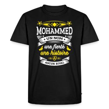 MOHAMMED UN NOM UNE FIERTÉ AUCUN RIVAL - T-shirt Premium bio Homme - noir - Devant - Nico (187cm)