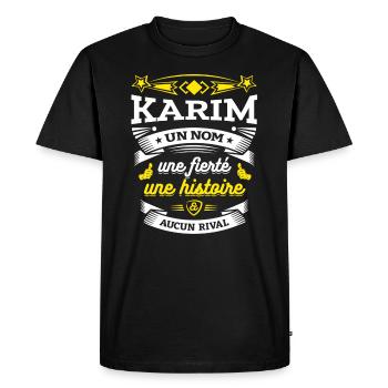 KARIM UN NOM UNE FIERTÉ AUCUN RIVAL - T-shirt Premium bio Homme - noir - Devant - Nico (187cm)