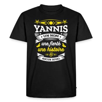 YANNIS UN NOM UNE FIERTÉ AUCUN RIVAL - T-shirt Premium bio Homme - noir - Devant - Nico (187cm)
