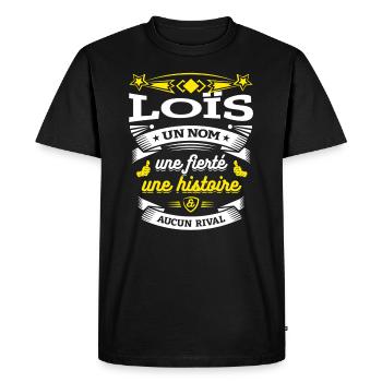 LOÏS PARFAIT - PRENOM LOÏS - T-shirt Premium bio Homme - noir - Devant - Nico (187cm)