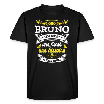 BRUNO UN NOM UNE FIERTÉ AUCUN RIVAL - T-shirt Premium bio Homme - noir - Devant - Nico (187cm)