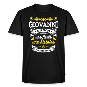 GIOVANNI UN NOM UNE FIERTÉ AUCUN RIVAL - T-shirt Premium bio Homme - noir - Devant - Nico (187cm)