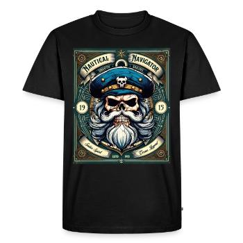 Crâne de marin Crâne Capitaine Ahoy Navire - T-shirt Premium bio Homme - noir - Devant - Nico (187cm)