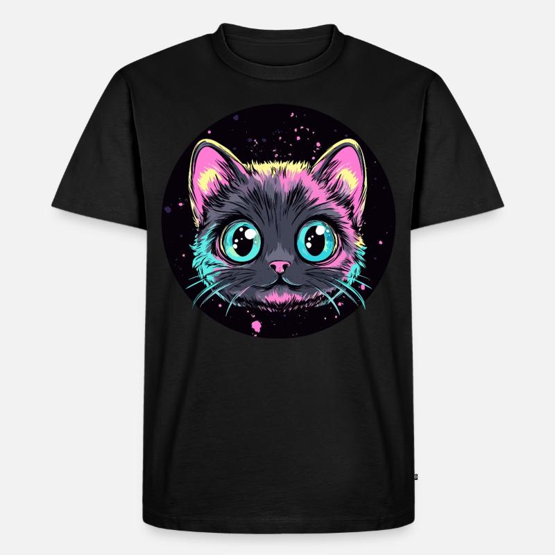 Neon Katze Pop Art - Männer Premium Bio T-Shirt - Schwarz