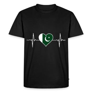 Battement de cœur du drapeau pakistanais - T-shirt Premium bio Homme - noir - Devant - Nico (187cm)
