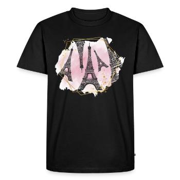 Paris France City Skyline Eiffel Tower Art - Men's Premium Organic T-Shirt - black - Front - Nico (187cm)