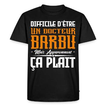infirmier barbu, citations barbe, cadeau infirmier - T-shirt Premium bio Homme - noir - Devant - Nico (187cm)