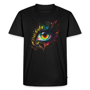 Œil psychédélique avec des détails colorés à l’aérographe - T-shirt Premium bio Homme - noir - Devant - Nico (187cm)