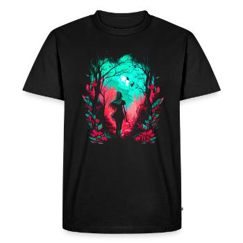 Woman as Fairy Forest Spirit Watercolor Airbrush - Men's Premium Organic T-Shirt - black - Front - Nico (187cm)