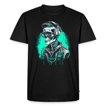 Cool Skeleton Portrait with Sunglasses - Men's Premium Organic T-Shirt - black - Front - Nico (187cm)