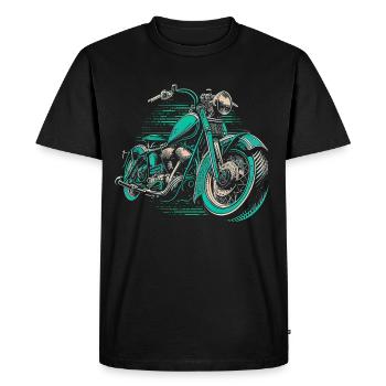 Cool Vintage Motorcycle Chopper en vert bleu - T-shirt Premium bio Homme - noir - Devant - Nico (187cm)