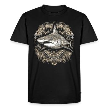 Requin trippant cool avec des motifs boho / ethniques - T-shirt Premium bio Homme - noir - Devant - Nico (187cm)