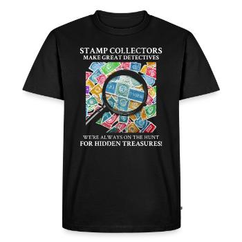 Philatélie philatéliste philatéliste collectionneur de timbres - T-shirt Premium bio Homme - noir - Devant - Nico (187cm)