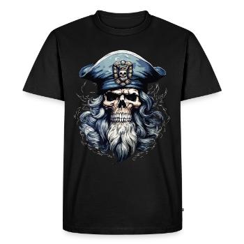 Sailor Skull Skull Captain Ahoy Ship - T-shirt Premium bio Homme - noir - Devant - Nico (187cm)