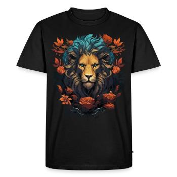 lion, lion head, strong, wild, pride, brave, royal, - Men's Premium Organic T-Shirt - black - Front - Nico (187cm)