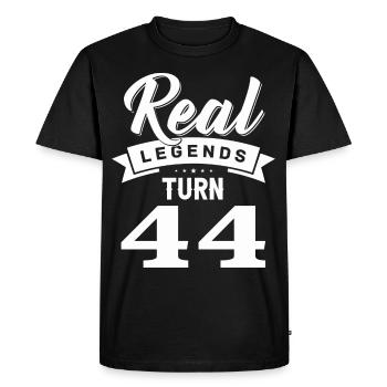 Real legends turn 44, 44 birthday - Men's Premium Organic T-Shirt - black - Front - Nico (187cm)